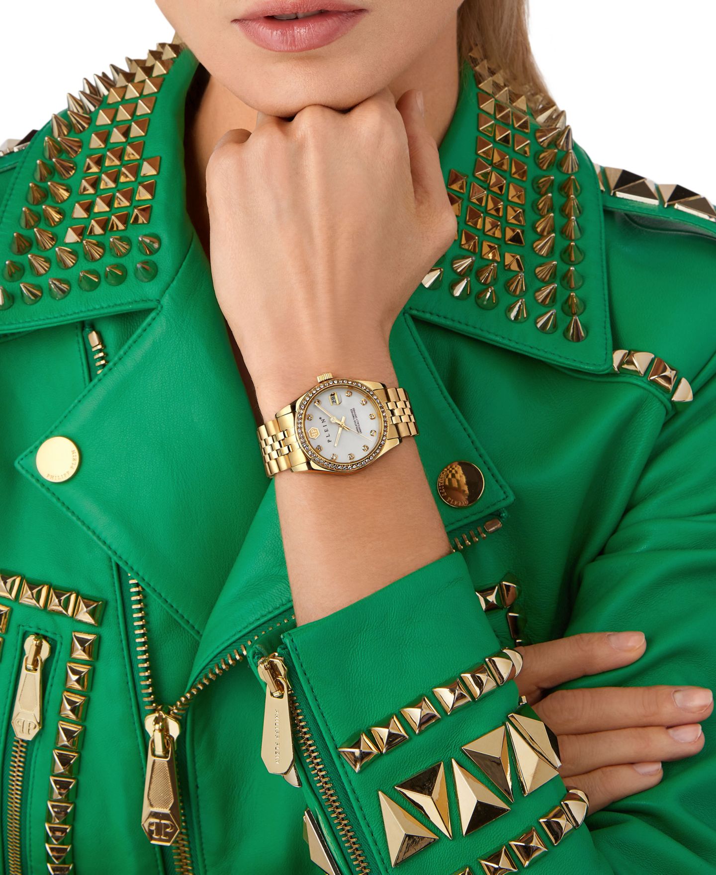 Женские часы Philipp Plein Date Superlative Gold Ion-Plated Bracelet Watch 34mm — фото 5