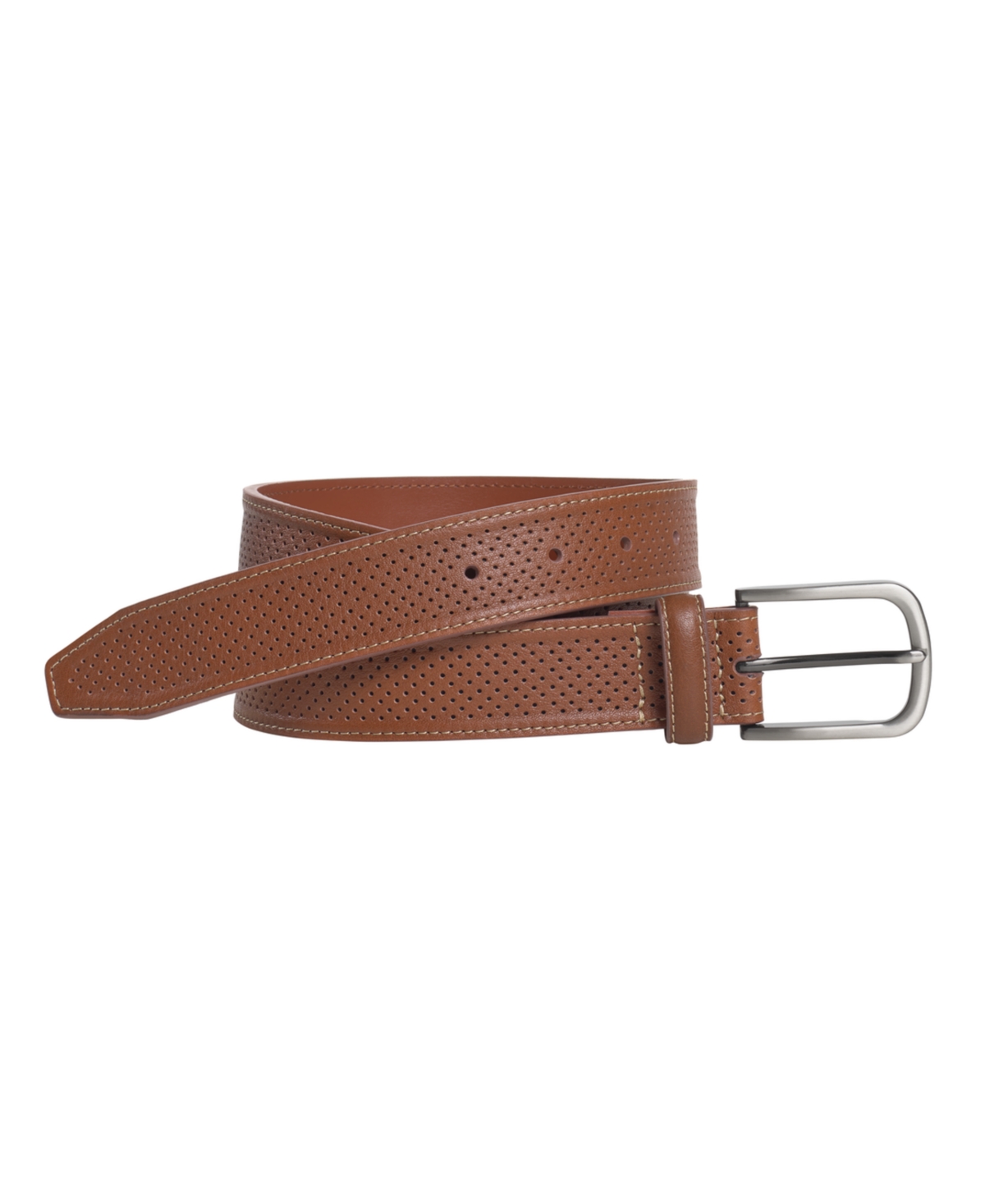 Shop Johnston & Murphy Men's Soft Perforated Leather Belt In Tan,bicycle