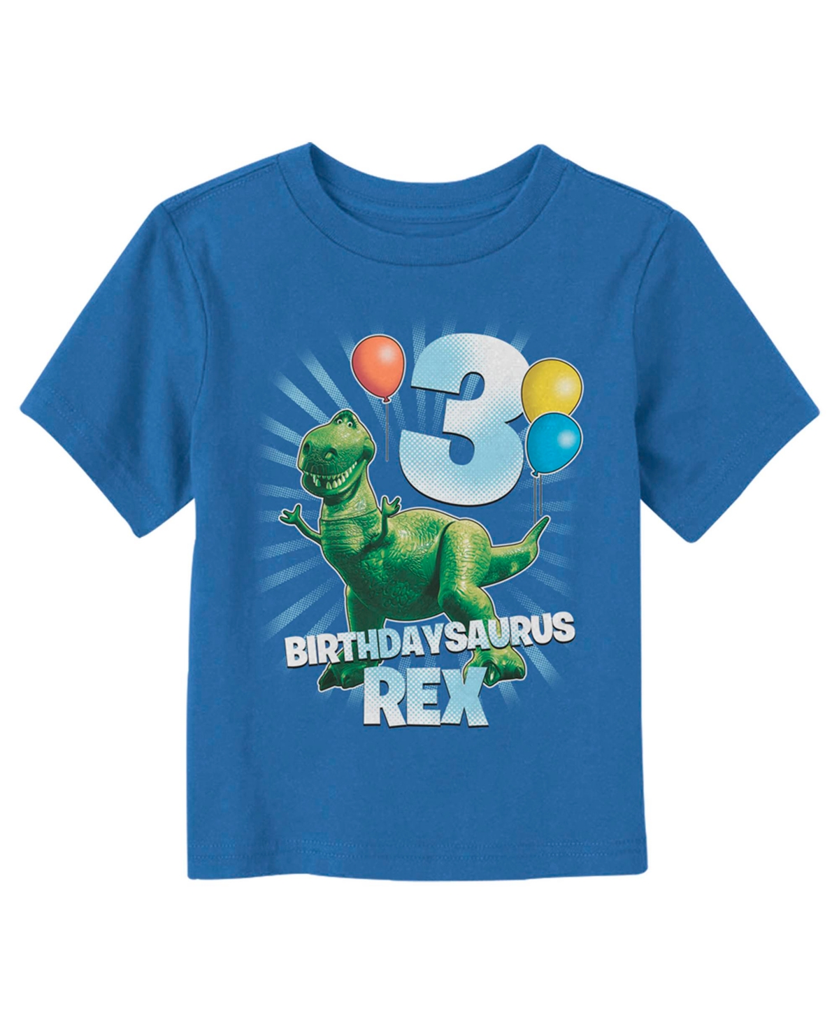 Disney Pixar Toddler's Toy Story Birthdaysaurus Rex 3 Unisex T-shirt In Royal Blue