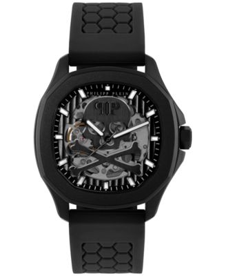 Philipp Plein - Men's Automatic Skeleton Spectre Black Silicone Strap Watch 42mm