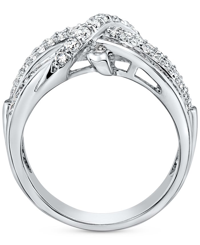 Macy's Diamond Crossover Statement Ring (1 ct. t.w.) in 10k White Gold