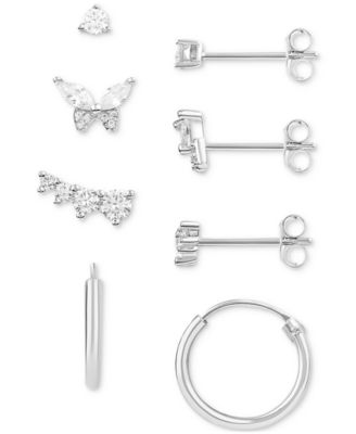 Giani Bernini - Cubic Zirconia Stud, Climber, & Hoop Earrings in Sterling Silver