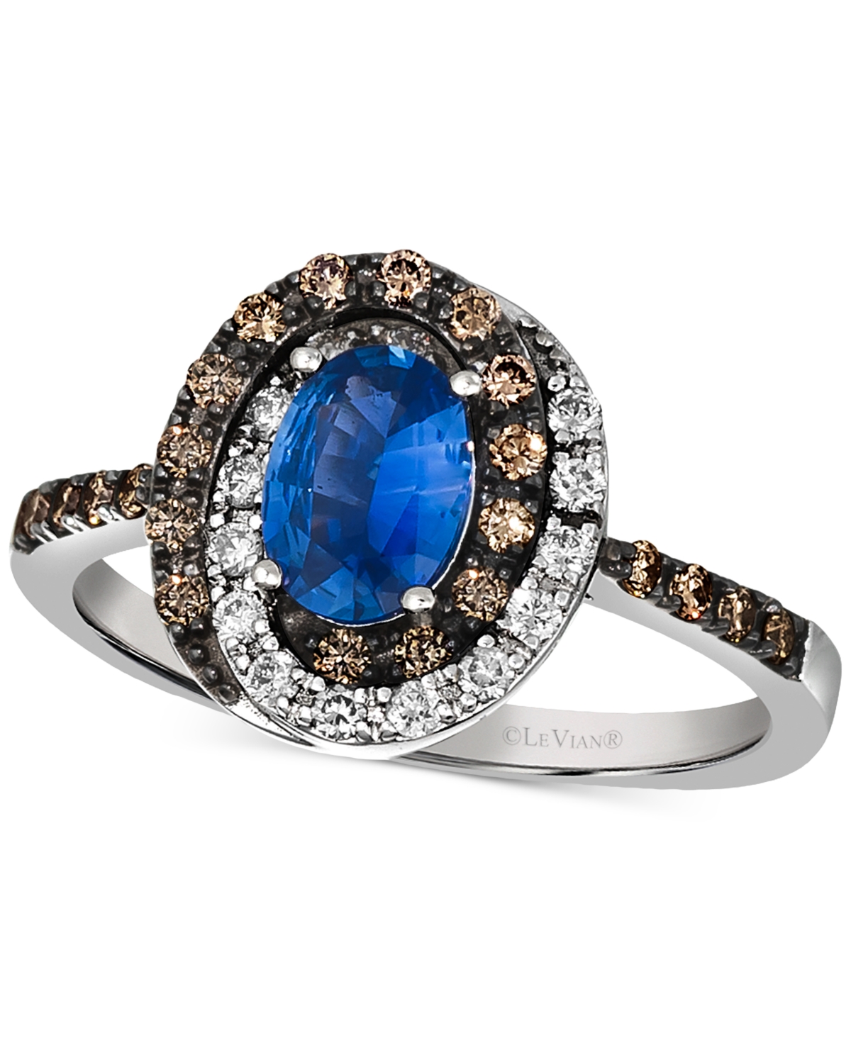 Le Vian Cornflower Ceylon Sapphire (5/8 Ct. T.w.) & Diamond (3/8 Ct. T.w.) Swirl Statement Ring In 14k White In K Vanilla Gold Ring