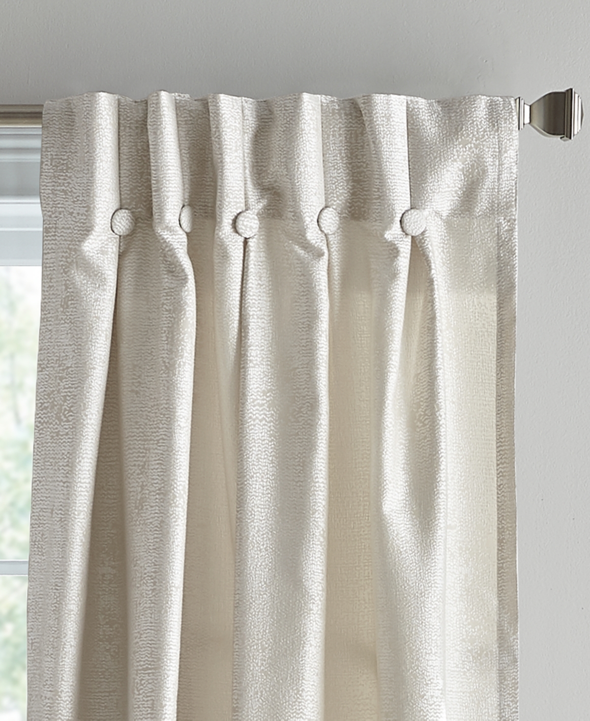 Shop Dkny Plaza Light Filtering Inverted Pleat With Button Lined 2 Piece Window Panel, 84" X 32" In Champagne