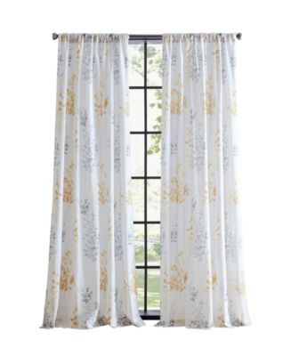 DKNY Watercolor Petunia Sheer Poletop 2 Piece Window Panel, 96