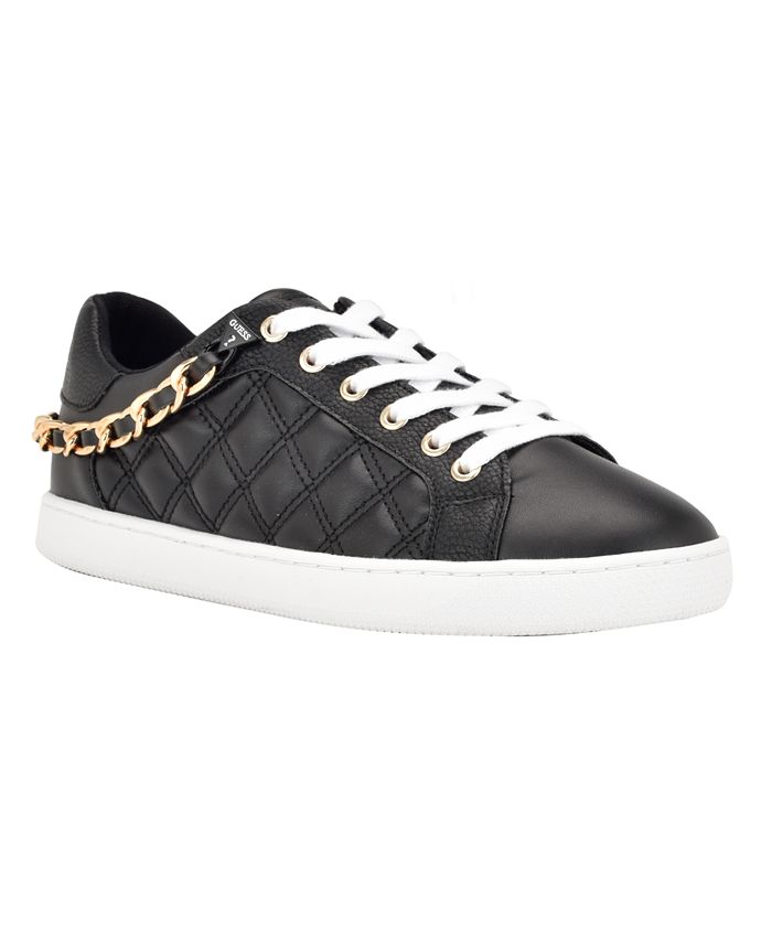 GUESS Women's Reney Stylish Quilted Sneakers with Chain Ornament - Macy's