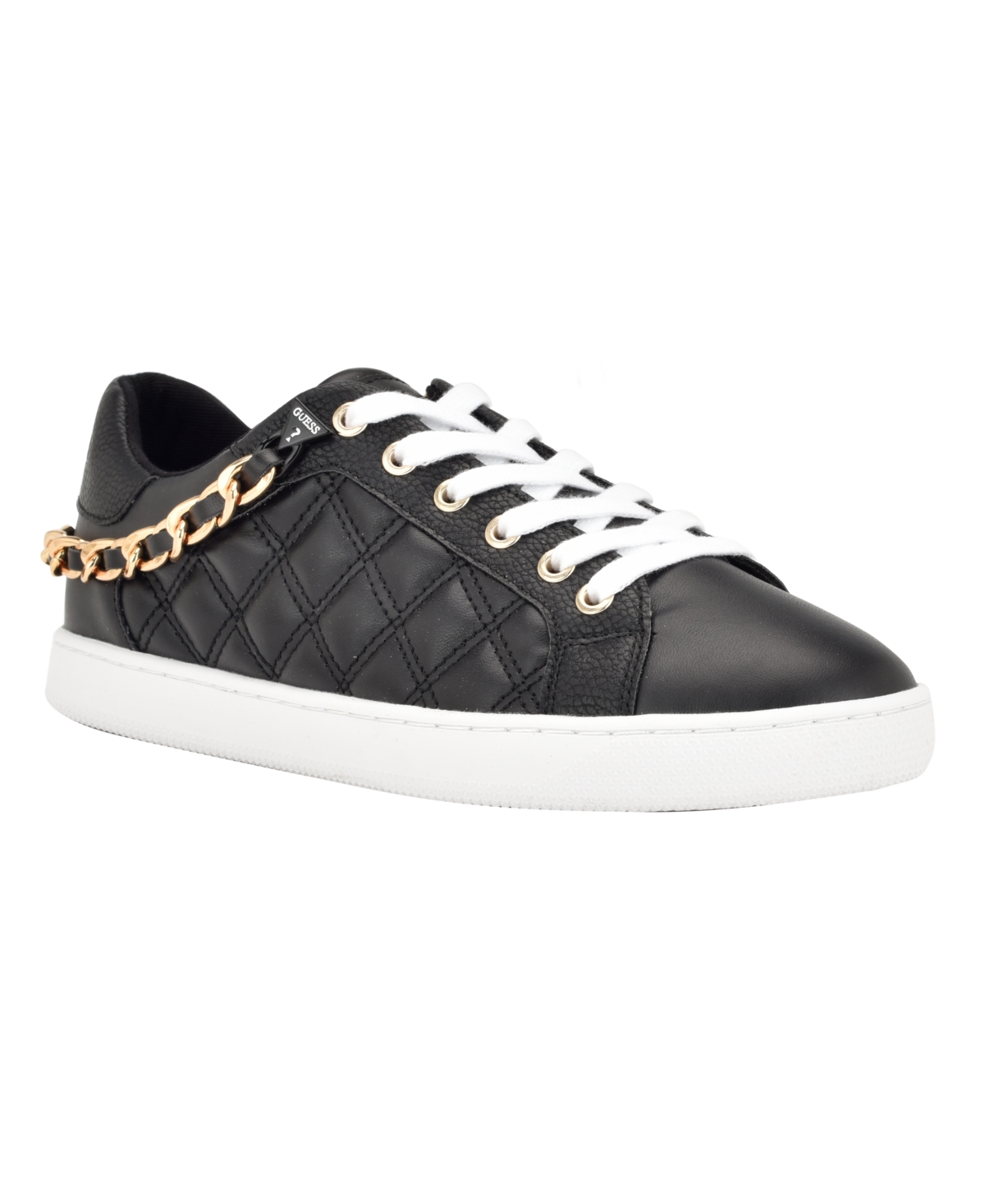 GUESS WOMEN'S RENEY STYLISH QUILTED SNEAKERS WITH CHAIN ORNAMENT
