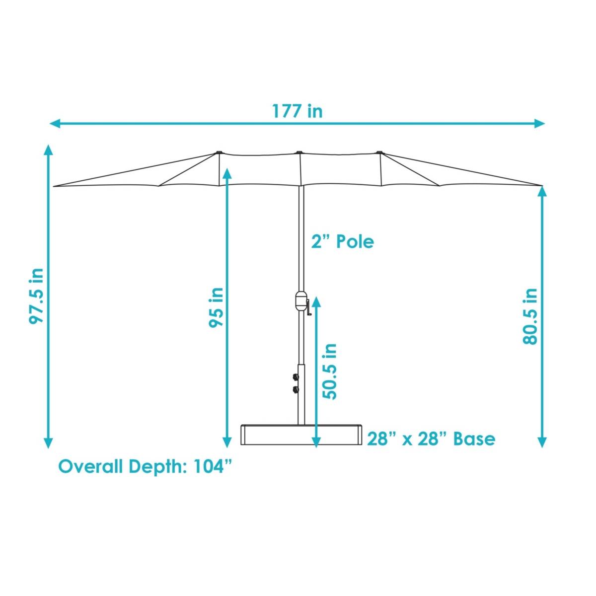 Sunnydaze Decor Steel Double-Sided Patio Umbrella with Sandbag Base - Gray