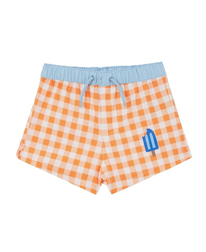 Baby boy gingham swim trunks clearance