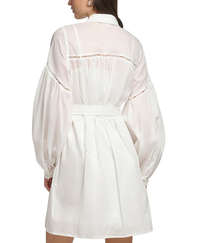 KARL LAGERFELD PARIS Women's Long-Sleeve Voile Shirt Dress - Macy's