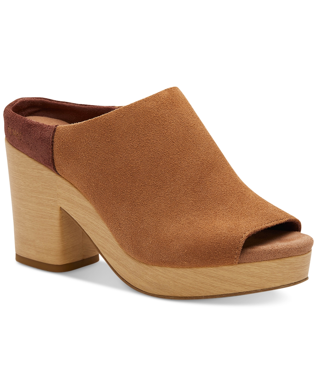 Toms Women's Florence Slip-on Peep Toe Platform Sandals Women's Shoes In Brown Sugar Suede