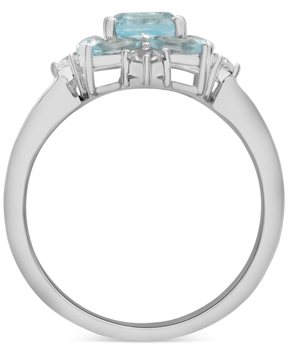(2-3/4 ct. t.w.) & Lab-grown White Sapphire (1/4 ct. t.w.) Cluster Ring in Sterling Silver - Sky Blue Topaz