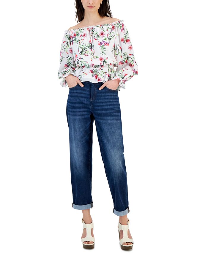 svær at tilfredsstille ingen forbindelse let at håndtere I.N.C. International Concepts Women's Off-The-Shoulder Top & Mid-Rise  Boyfriend Jeans, Created for Macy's - Macy's