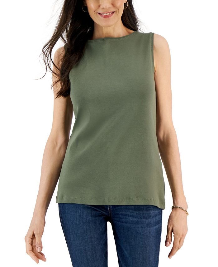 Karen Scott Cotton BoatNeck Tank Top, Created for Macy's Macy's