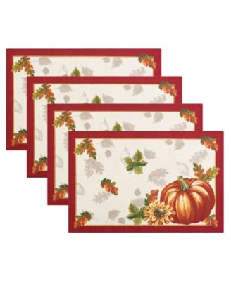Elrene - Swaying Leaves Bordered Fall Placemat, Set of 4