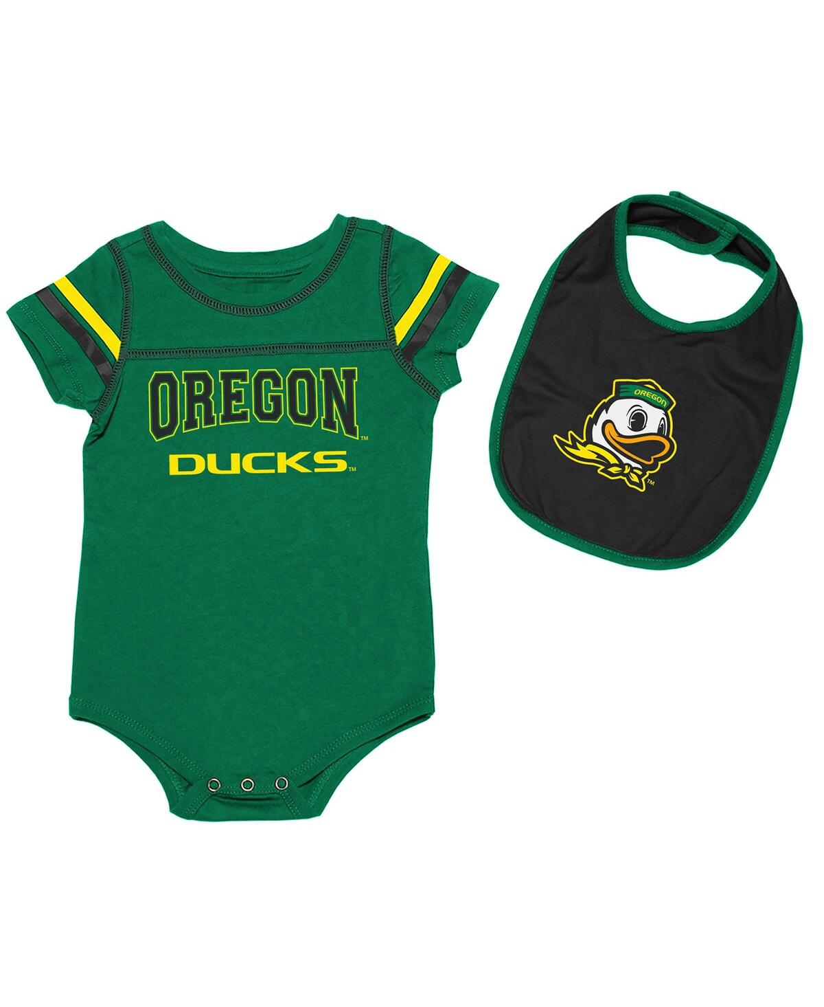 Colosseum Babies' Newborn And Infant Boys And Girls  Kelly Green, Black Oregon Ducks Chocolate Bodysuit And B In Kelly Green,black
