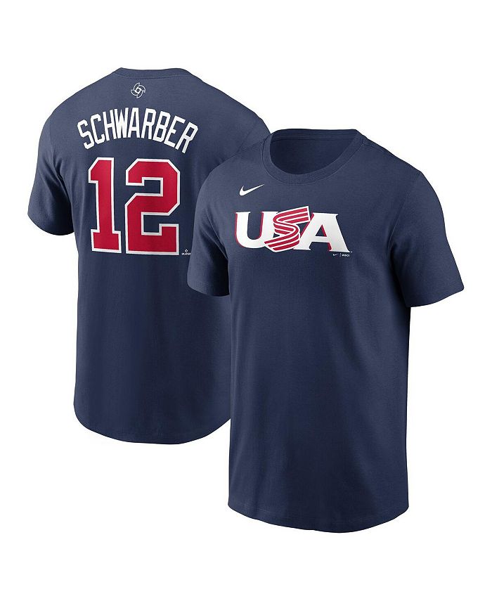 Men's Nike Kyle Schwarber Navy Boston Red Sox Name & Number T-Shirt