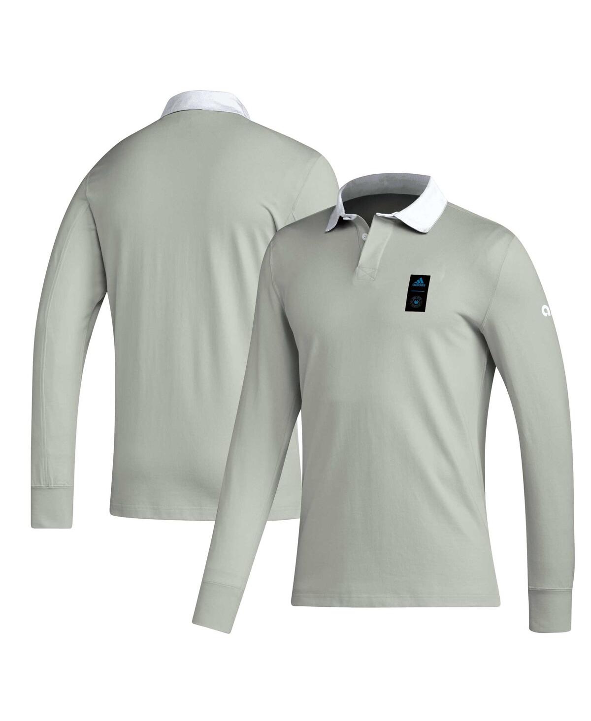 Men's adidas Gray 2023 Player Charlotte Fc Travel Long Sleeve Polo Shirt - Gray