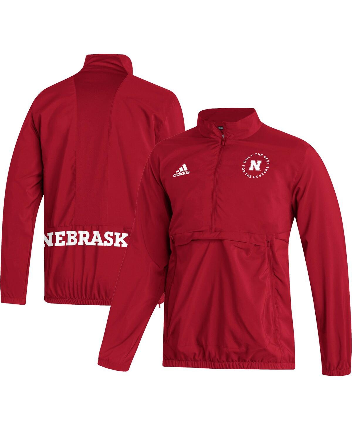 Men's adidasNebraska Huskers Aeroready Half-Zip Jacket - Scarlet