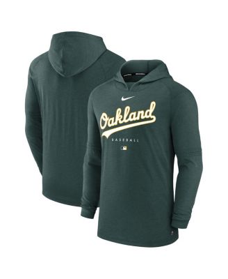 Men's Heather Green Oakland Athletics Authentic Collection Early Work Tri-Blend Performance Pullover Hoodie