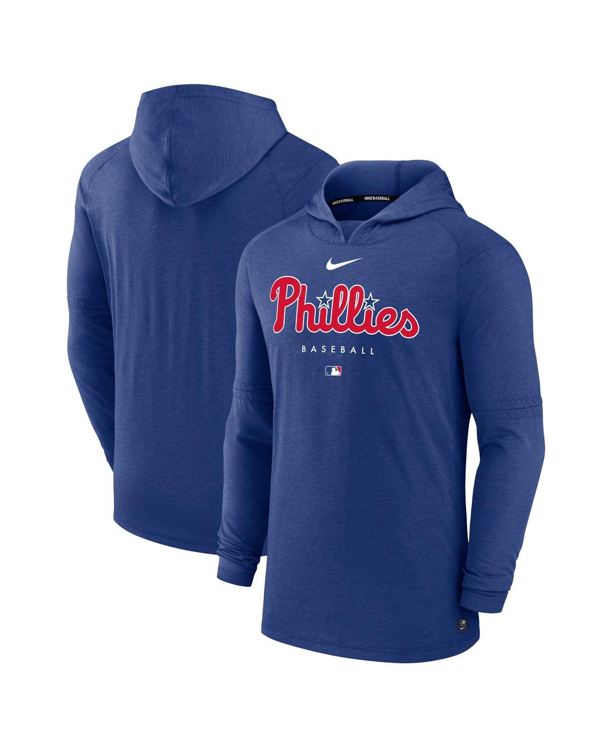 Men's NikePhiladelphia Phillies Authentic Collection Early Work Tri-Blend Performance Pullover Hoodie - Heather Royal