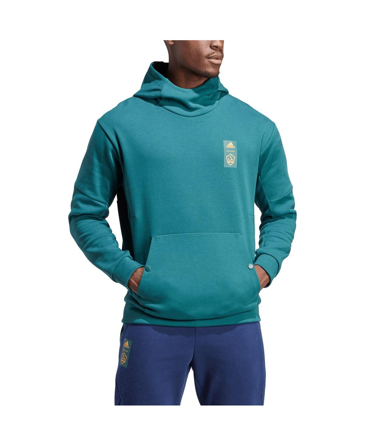 Shop Adidas Originals Men's Adidas Teal La Galaxy 2023 Player Travel Pullover Hoodie