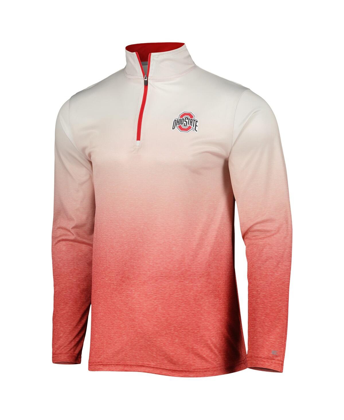 Shop Colosseum Men's  White, Scarlet Ohio State Buckeyes Laws Of Physics Quarter-zip Windshirt In White,scarlet