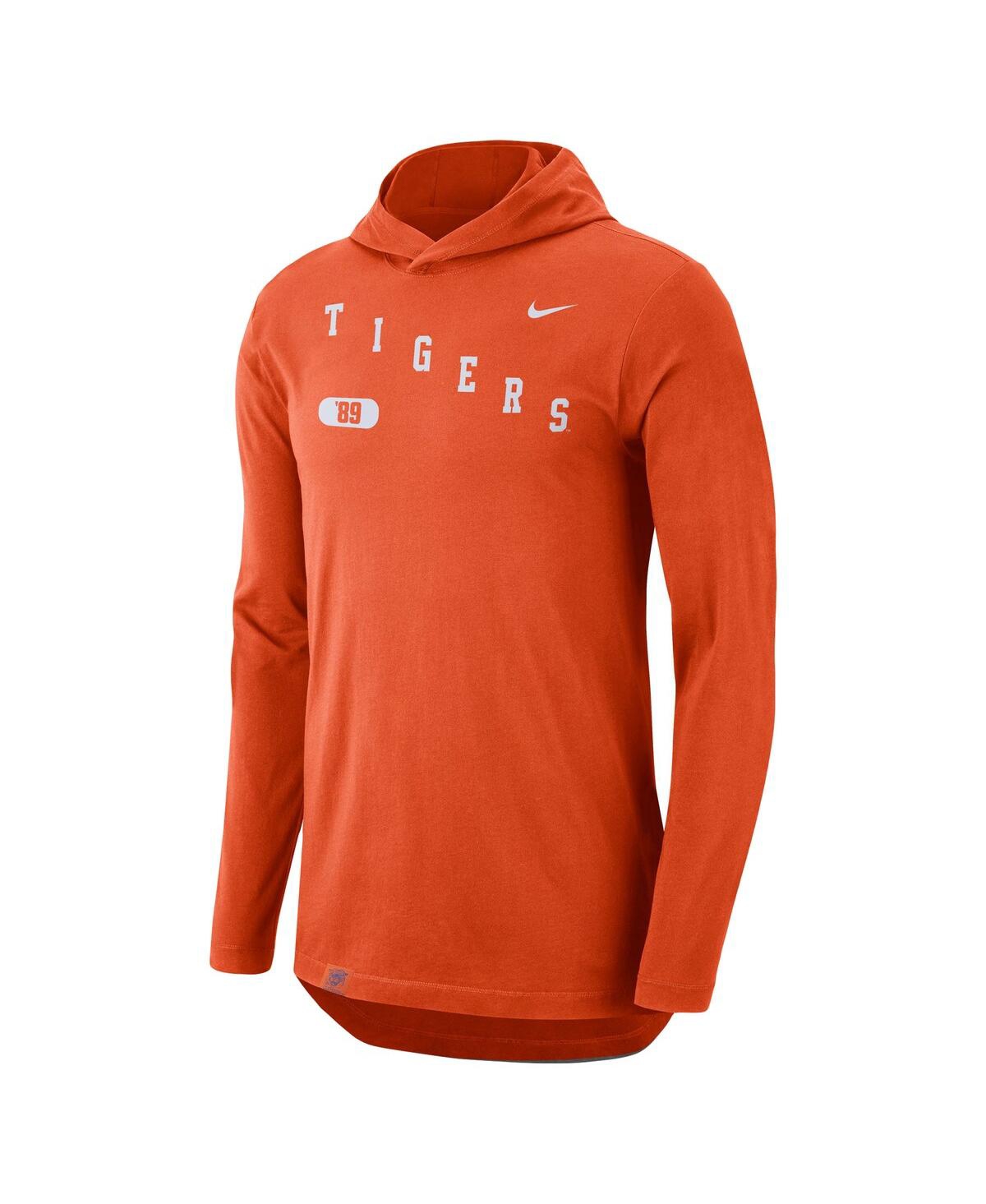 Shop Nike Men's  Orange Clemson Tigers Team Performance Long Sleeve Hoodie T-shirt