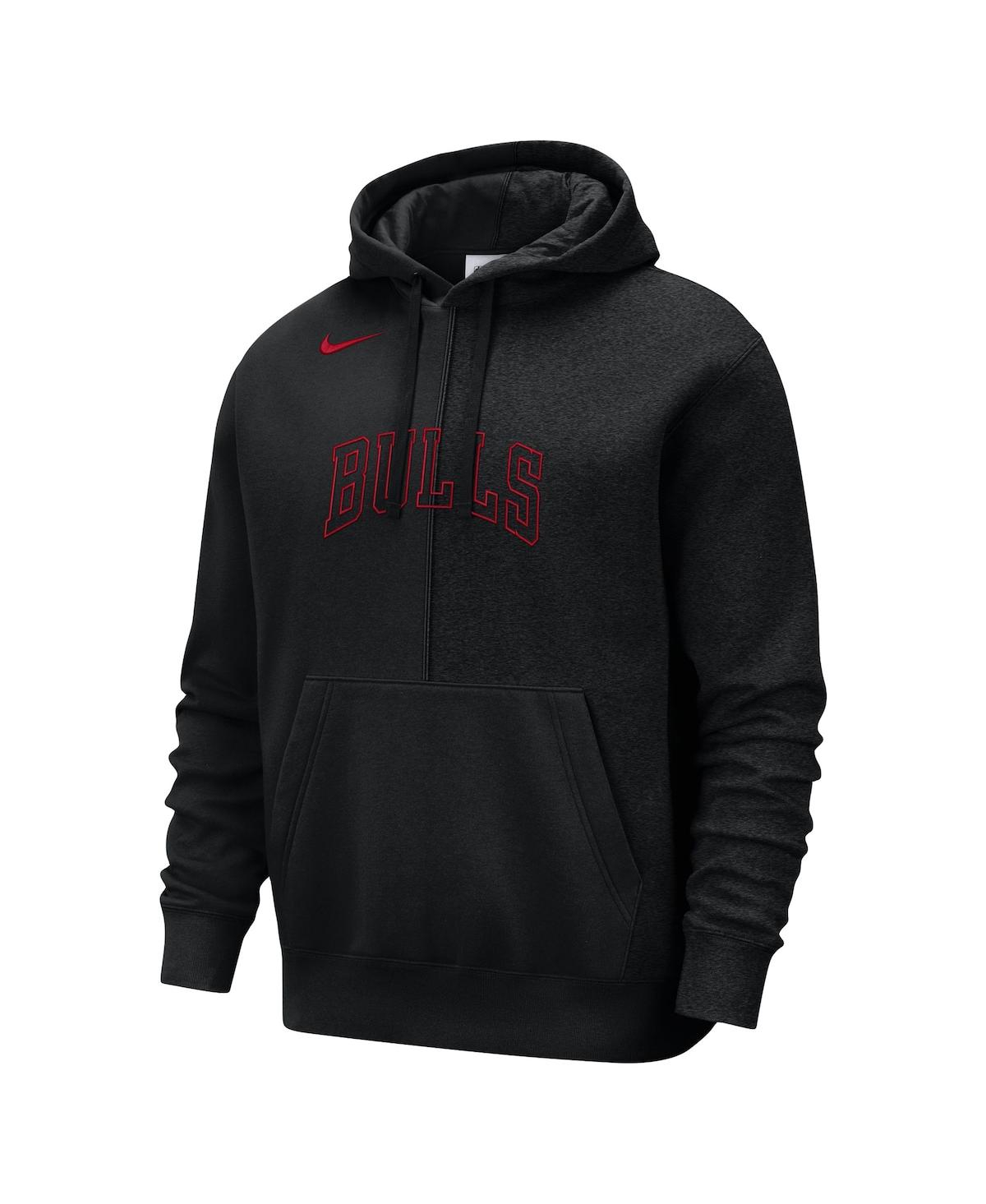 Shop Nike Men's  Black Chicago Bulls Courtside Versus Stitch Split Pullover Hoodie