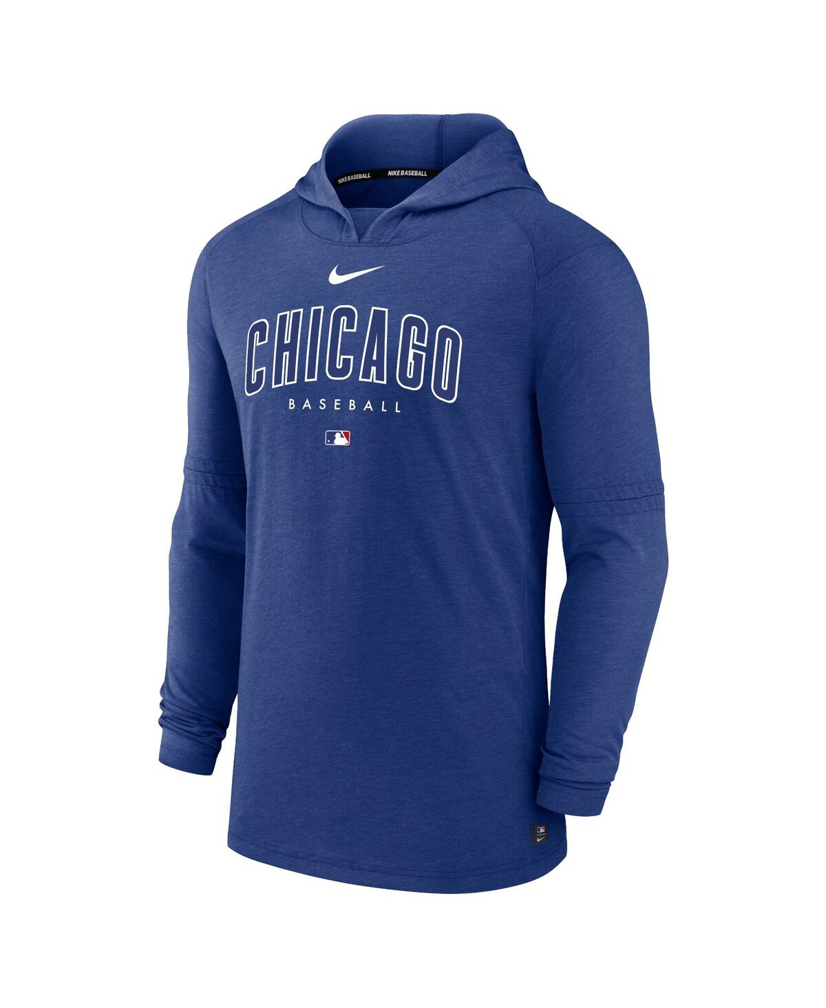 Men's NikeChicago Cubs Authentic Collection Early Work Tri-Blend Performance Pullover Hoodie - Heather Royal