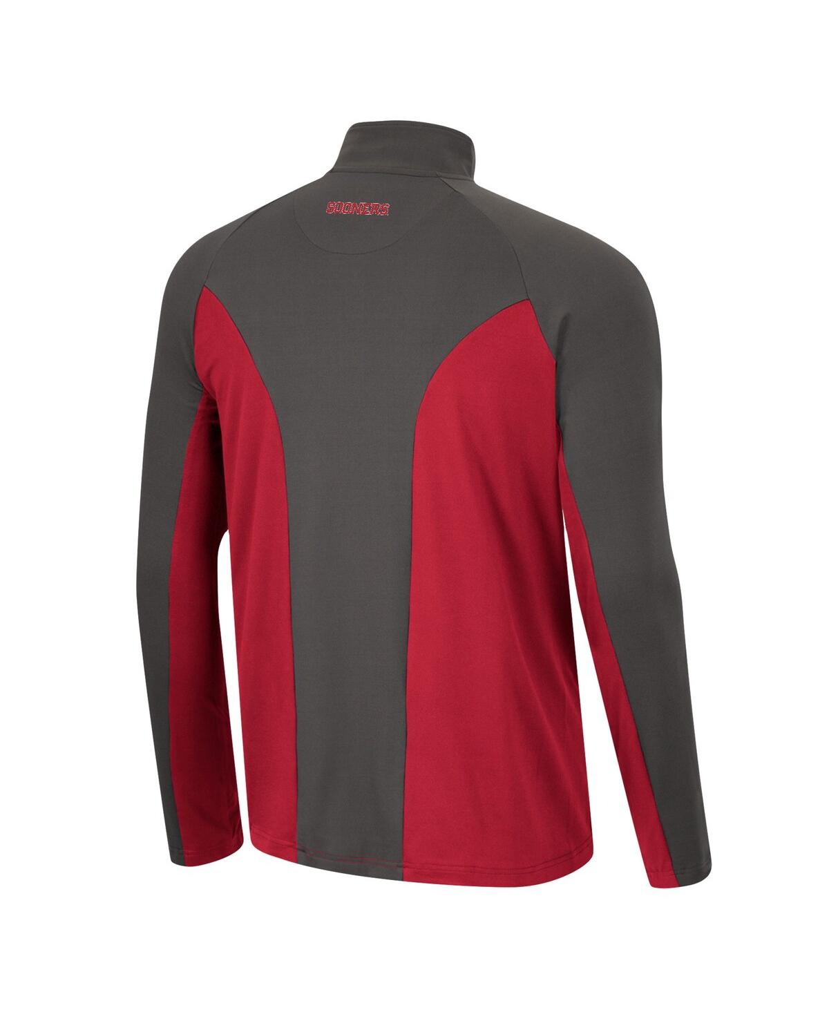 Colosseum Men's  Crimson, Charcoal Oklahoma Sooners Two Yutes Raglan Quarter-zip Windshirt In Crimson,charcoal