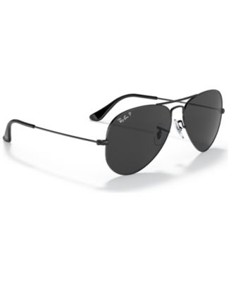 Unisex Aviator Total Black Polarized Sunglasses, RB3025