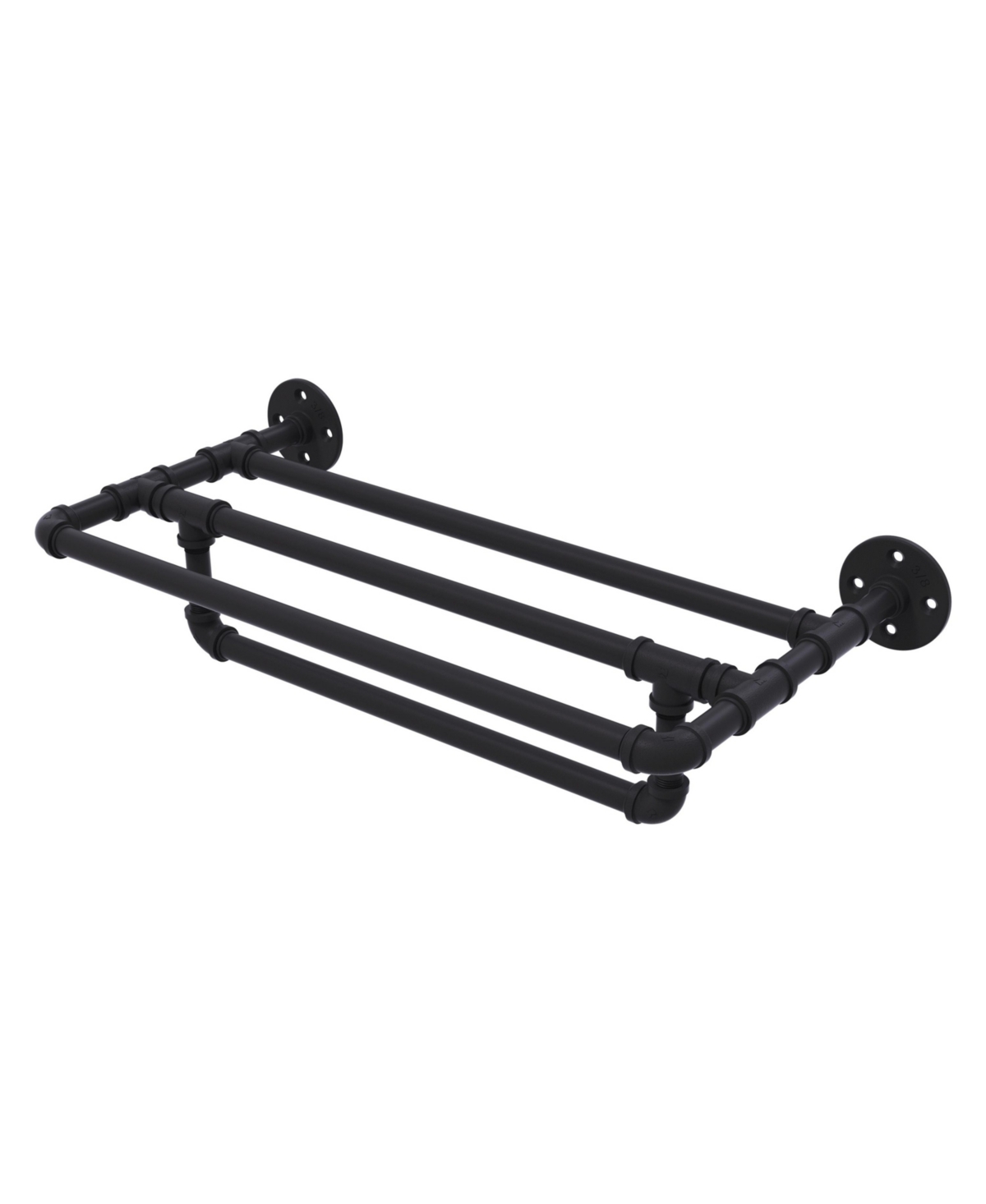 Allied Brass Pipeline Collection 30 Inch Wall Mounted Towel Shelf With Towel Bar In Matte Black