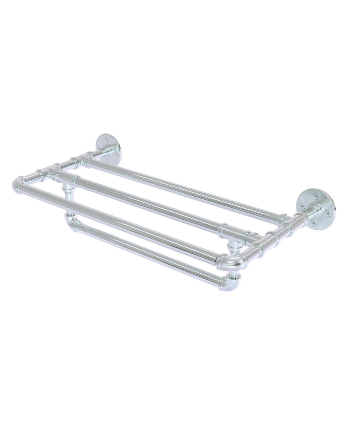 Allied Brass Pipeline Collection 18 Inch Wall Mounted Towel Shelf With Towel Bar In Polished Chrome