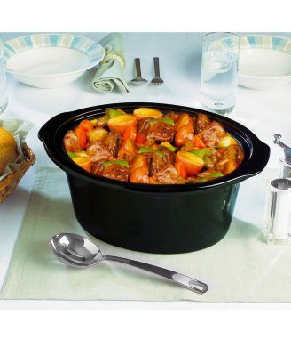 Round Triple 1.5 Quart Slow Cooker and Buffet Server in Brushed Copper and Black Finish with 3 Ceramic Cooking Pots and Removable Lid Rests