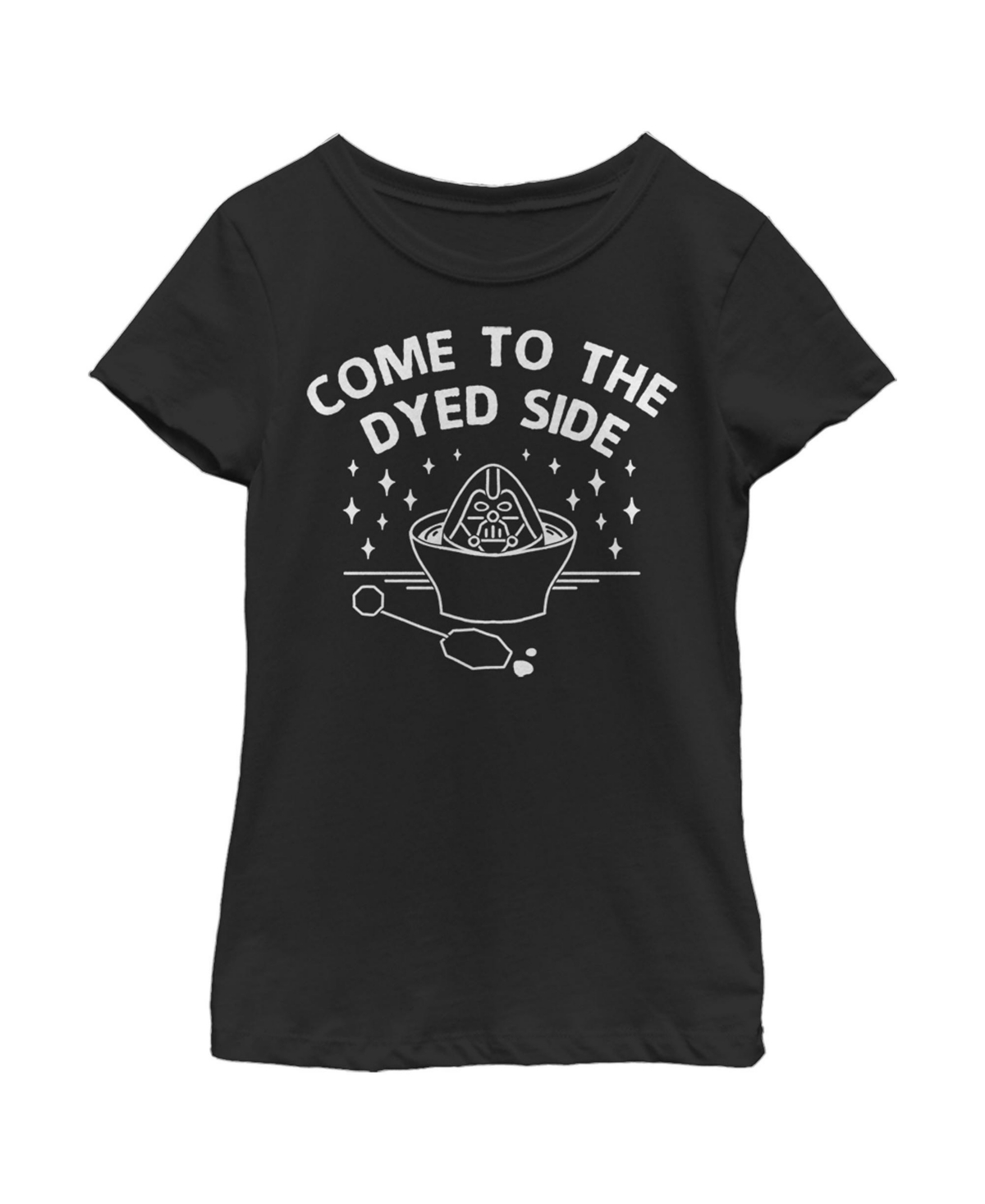 Disney Lucasfilm Girl's Star Wars Easter Come To The Dyed Side Text Child T-shirt In Black