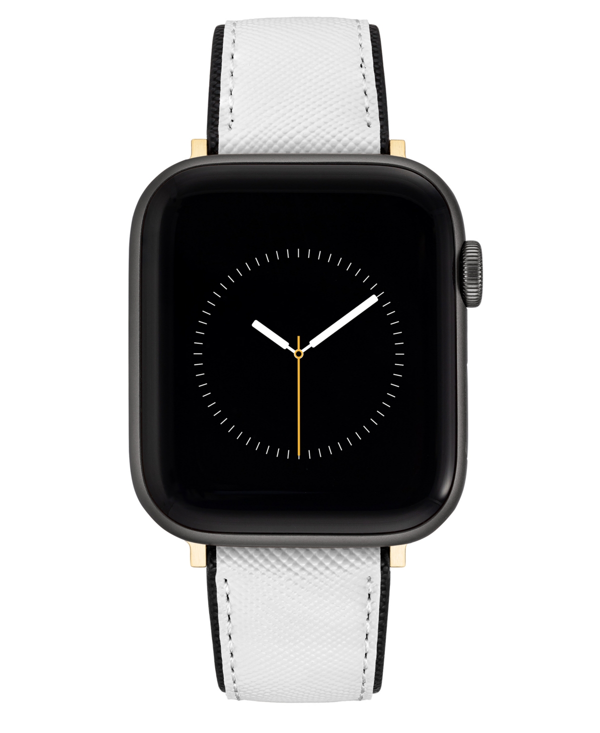 Women's Saffiano Textured Faux Leather Band designed for Apple Watch 42mm (Series 10) & 38/40/41mm - White, Black