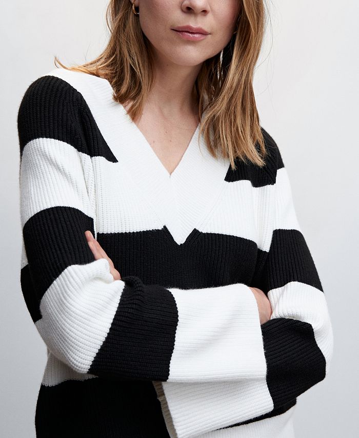 MANGO Women's VNeck Striped Sweater Macy's