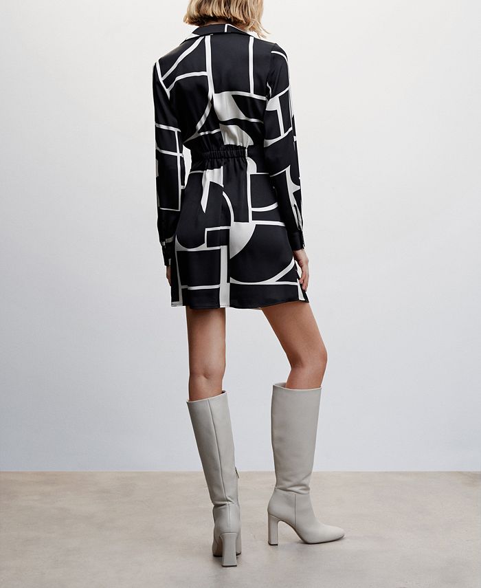 MANGO Women's Printed Satin Dress - Macy's