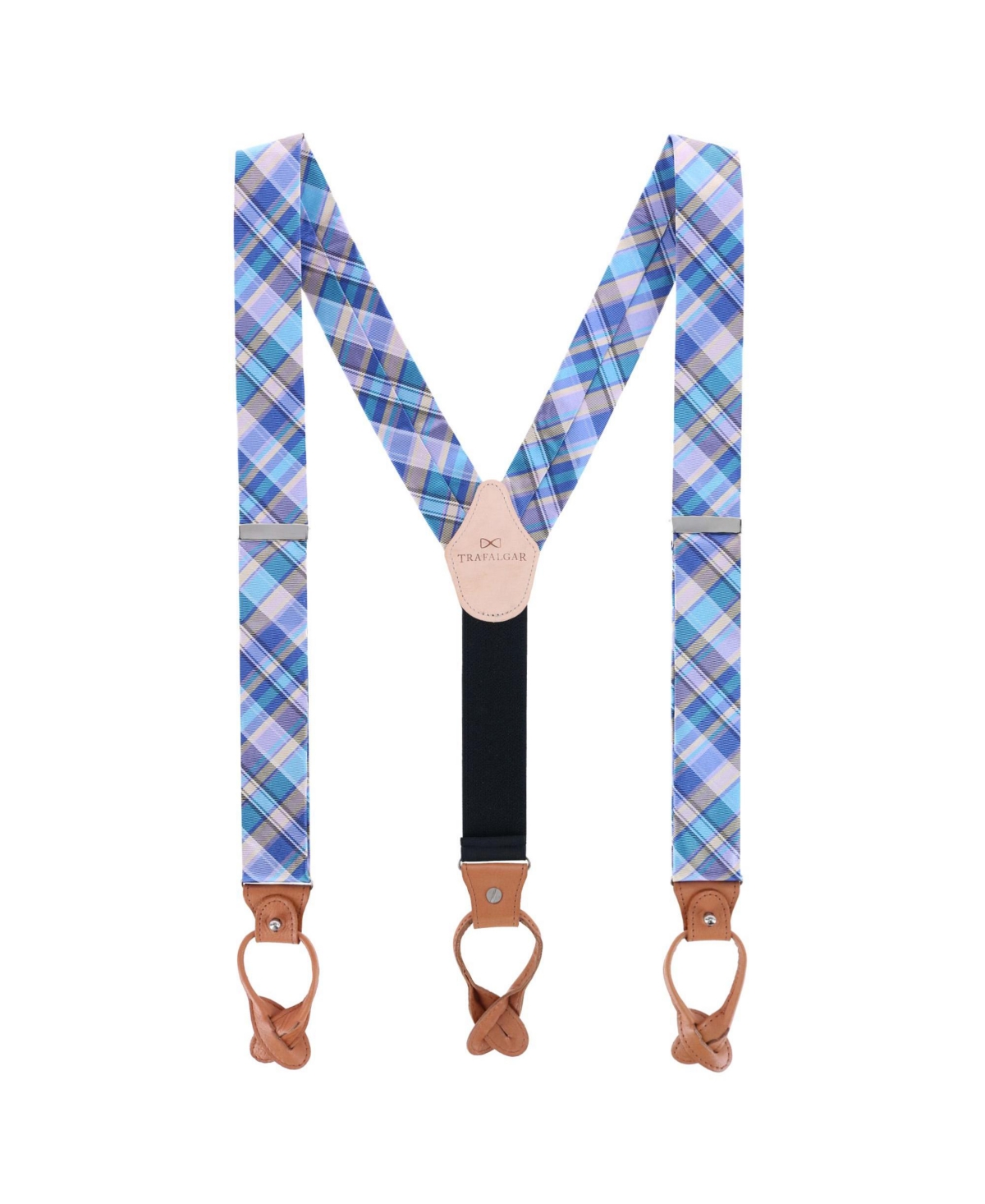 Men's Sherwood Plaid Silk Button End Suspenders - Plaid