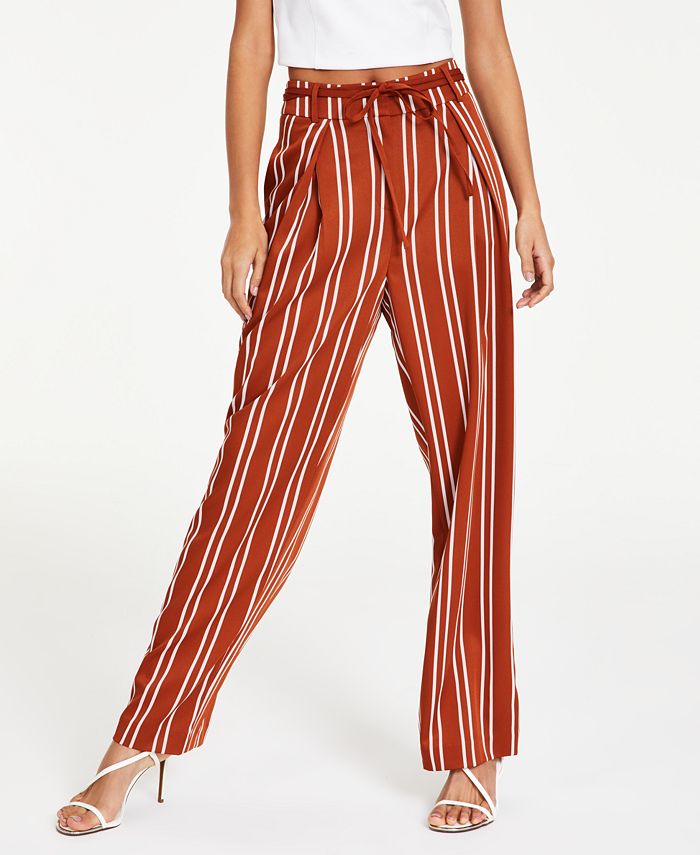 Bar III Women's Striped Tie-Waist Pants, Created for Macy's - Macy's