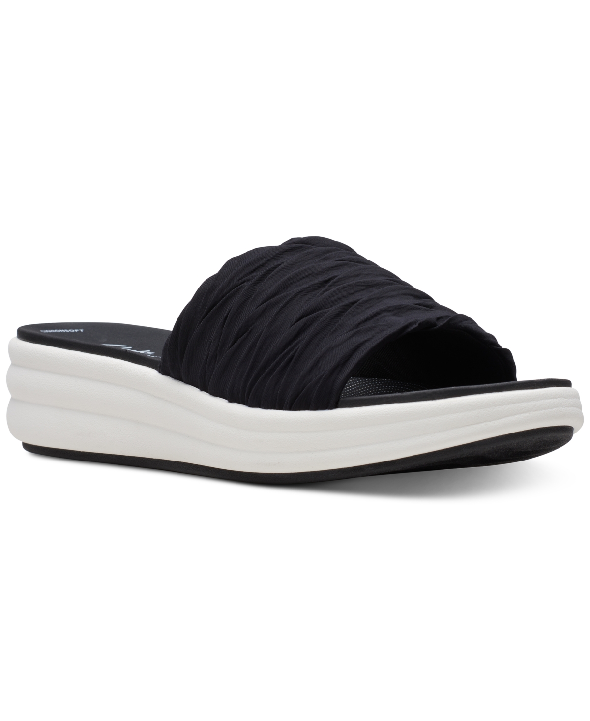 Shop Clarks Women's Drift Petal Lilac Slip-on Platform Slide Sandals In Black