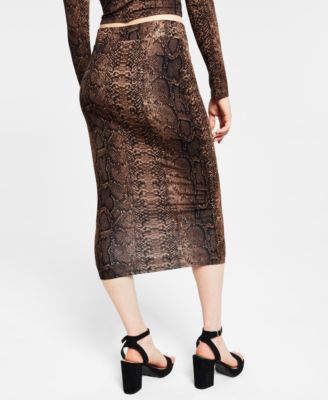 Petite Snake-Print Jersey Pull-On Midi Skirt, Created for Macy's