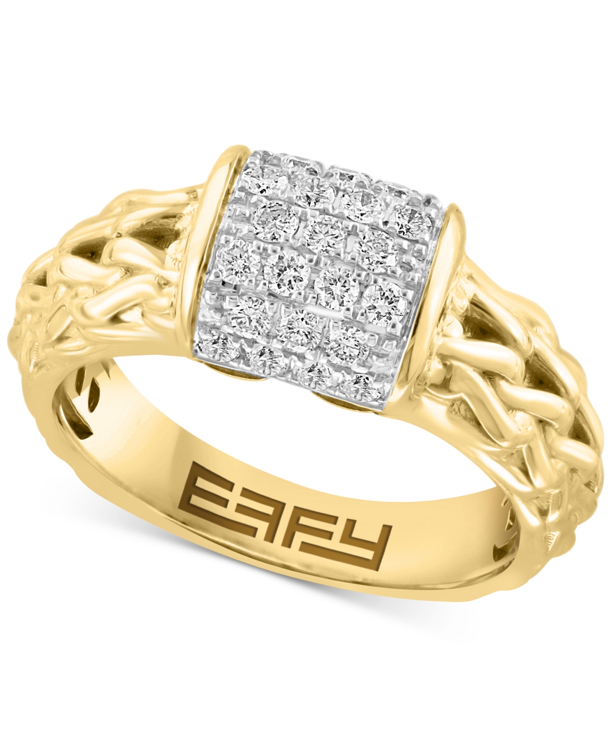 Effy Collection Effy Diamond Cluster Braided Ring (3/8 Ct. T.w.) In 14k Gold-plated Sterling Silver