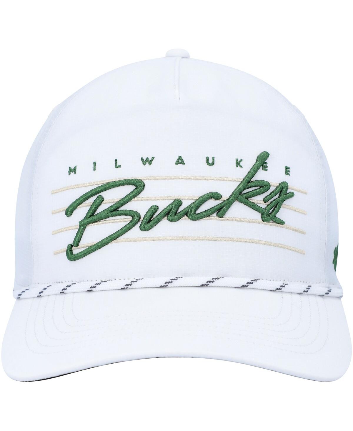 47 Brand Men's ' White Milwaukee Bucks Downburst Hitch Snapback Hat In White
