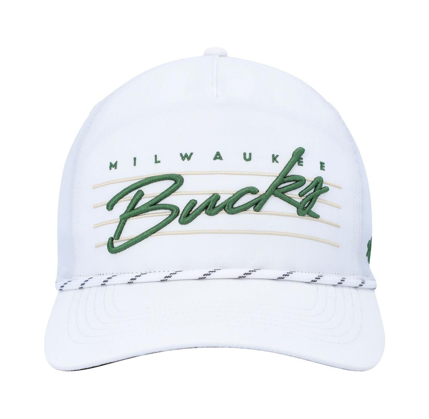 Men's White Milwaukee Bucks Downburst Hitch Snapback Hat