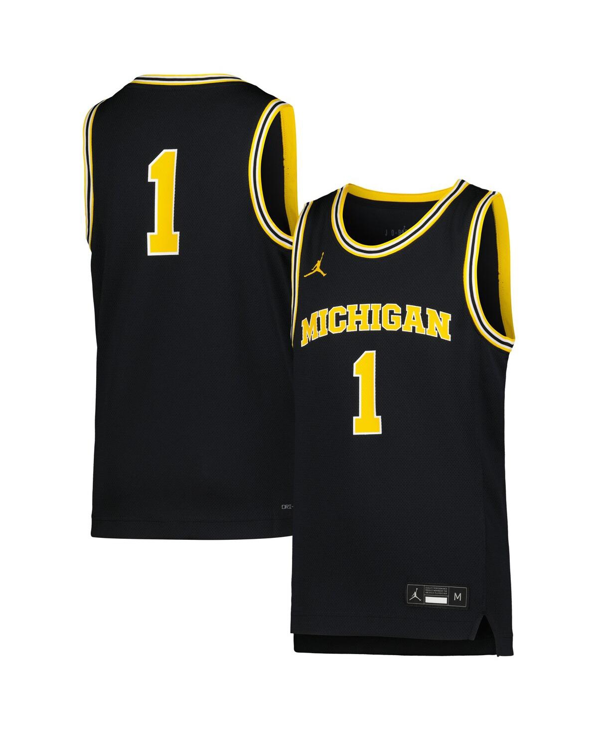 Big Boys Jordan #1Michigan Wolverines Icon Replica Basketball Jersey - Navy