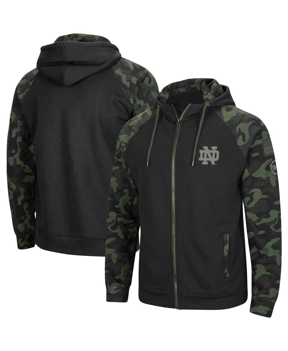 Colosseum Men's  Black Notre Dame Fighting Irish Oht Military-inspired Appreciation Camo Raglan Full- In Black