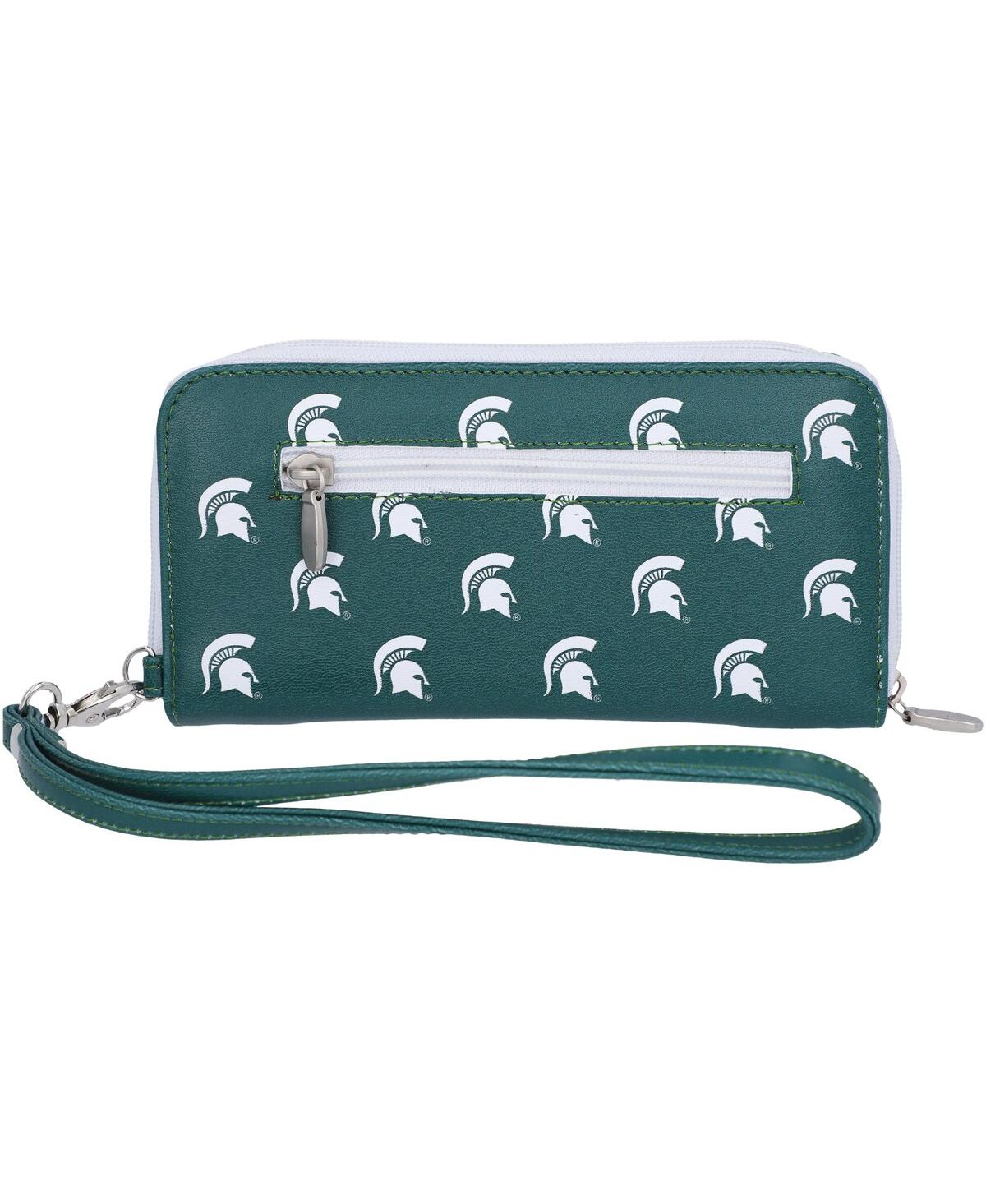 Eagles Wings Women's Michigan State Spartans Zip-around Wristlet Wallet In Green