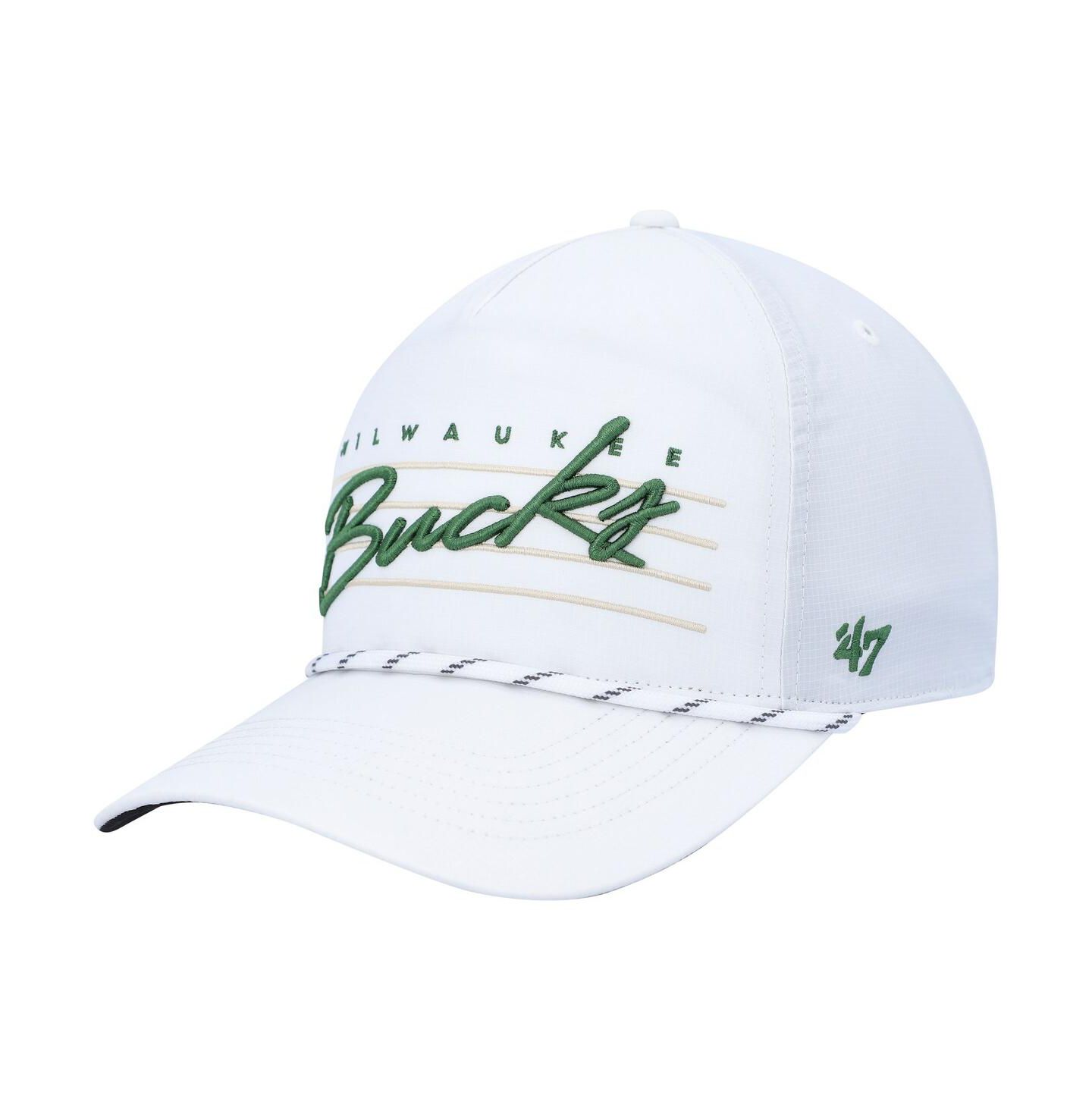 Мужская кепка '47 Brand White Milwaukee Bucks Downburst Hitch Snapback Hat — фото 1
